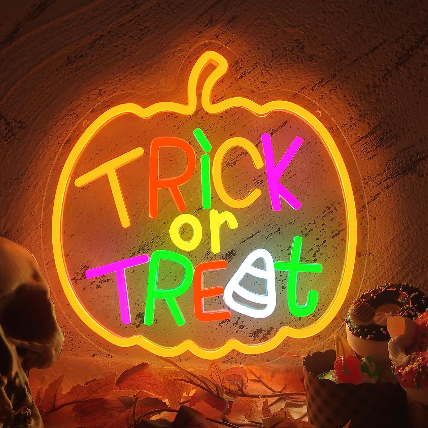 Home Decor Lighting Tricks - Trick Or Traktatie Neon Bord Met