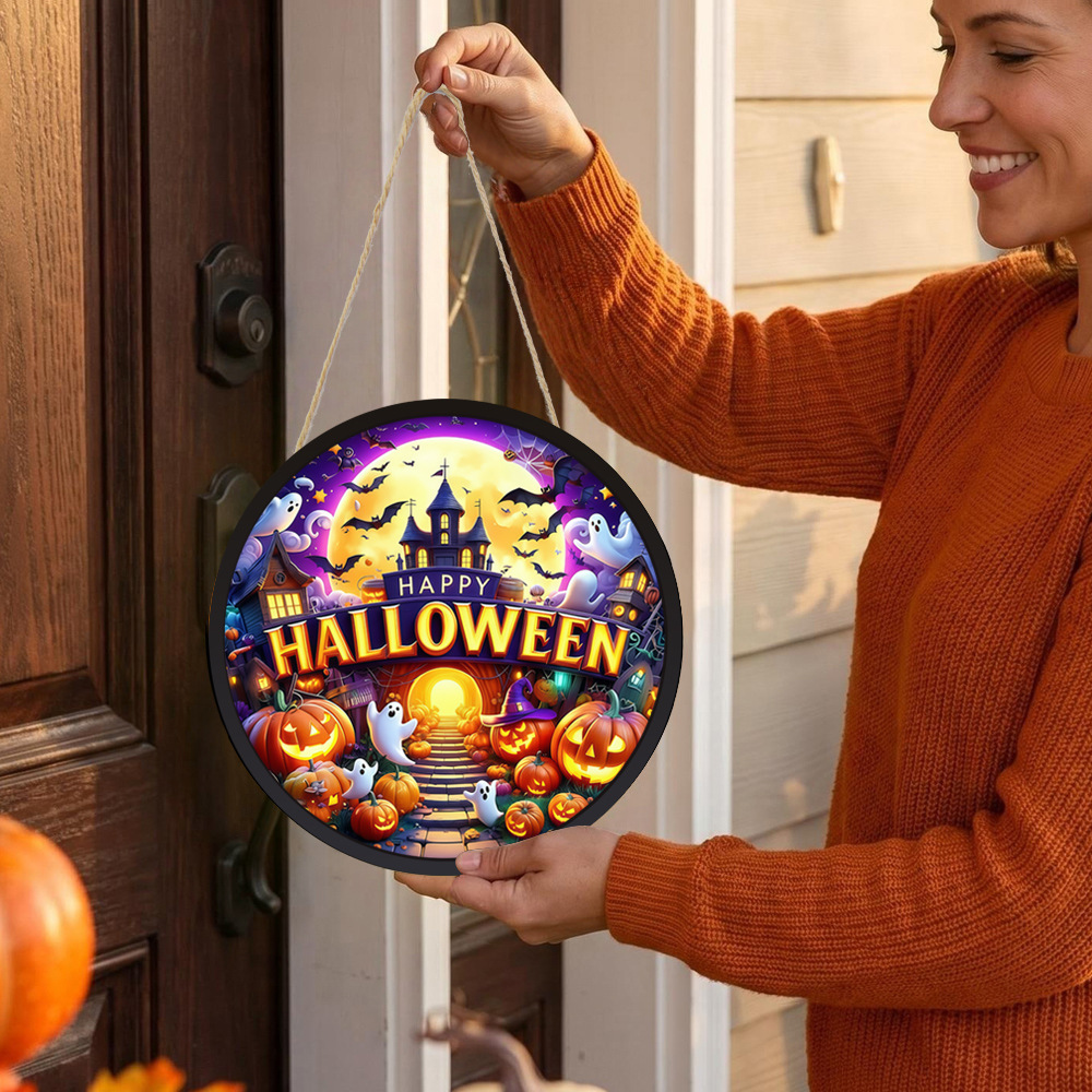 Home Decor Lighting Tricks - Halloween gloeiend wandhangend bord LED-lichtgevend huisdecor