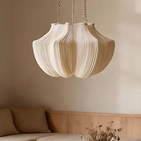 Japanese Lighting Decor - Japanse Wabi Sabi geplooide stoffen led-hanglampen