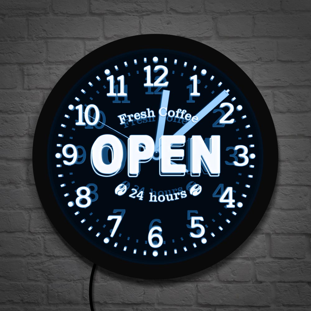 Decor Lighting Opening Hours - Fresh Coffee Open 24-uurs LED-neonbord Decoratief