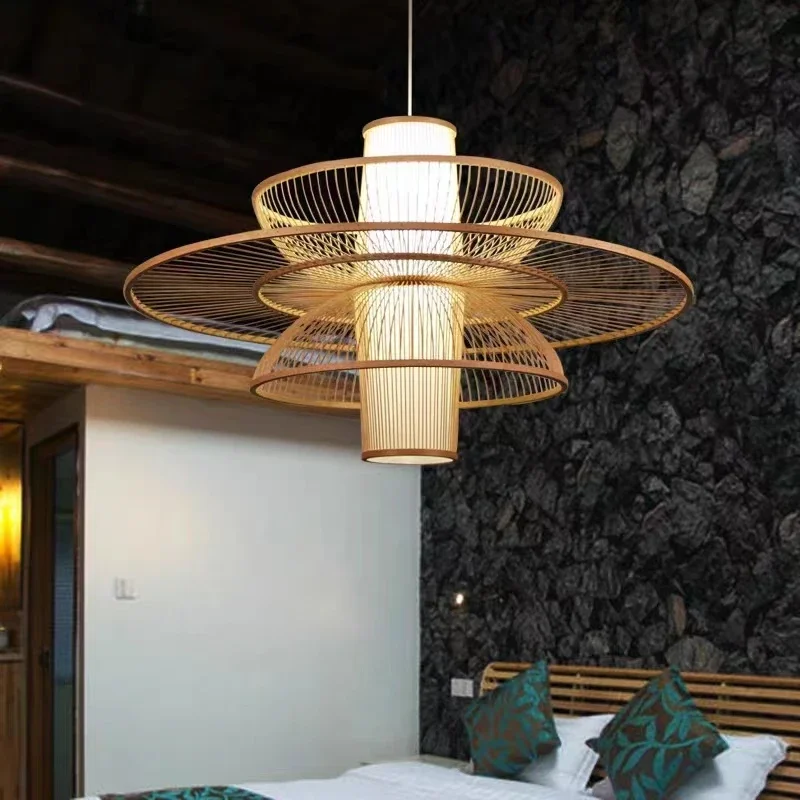Japanese Lighting Decor - Landelijke handgemaakte bamboe weven rotan kunst