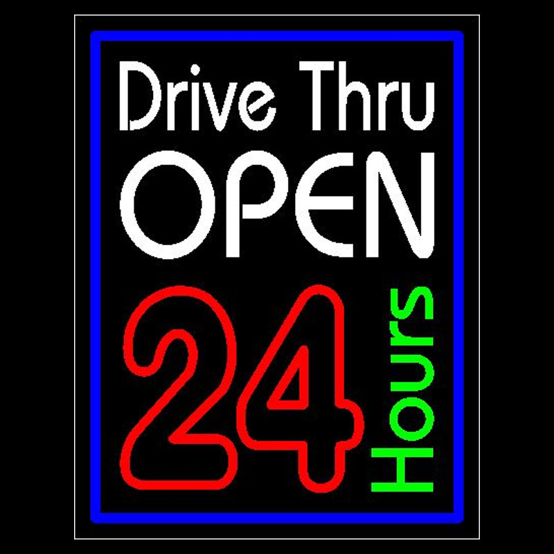 Decor Lighting Opening Hours - Neonbord Drive Thru Open 24-uurs neonlicht