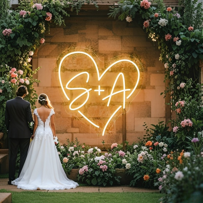 Lighting Decor Wedding - Aangepaste initialen hart LED neon teken,
