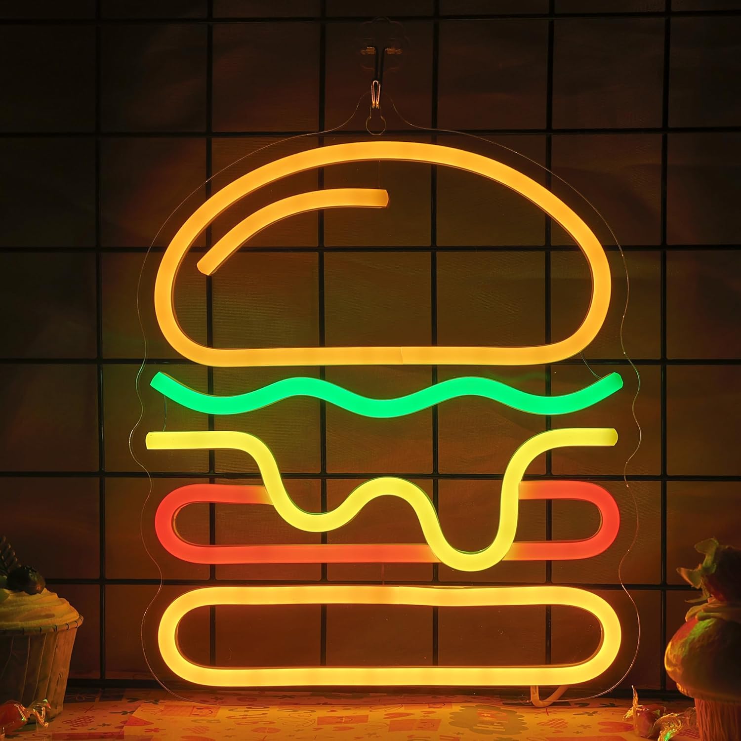 Lighting Home Decor Ideas - Burger Neon Sign met gelaagde kaas
