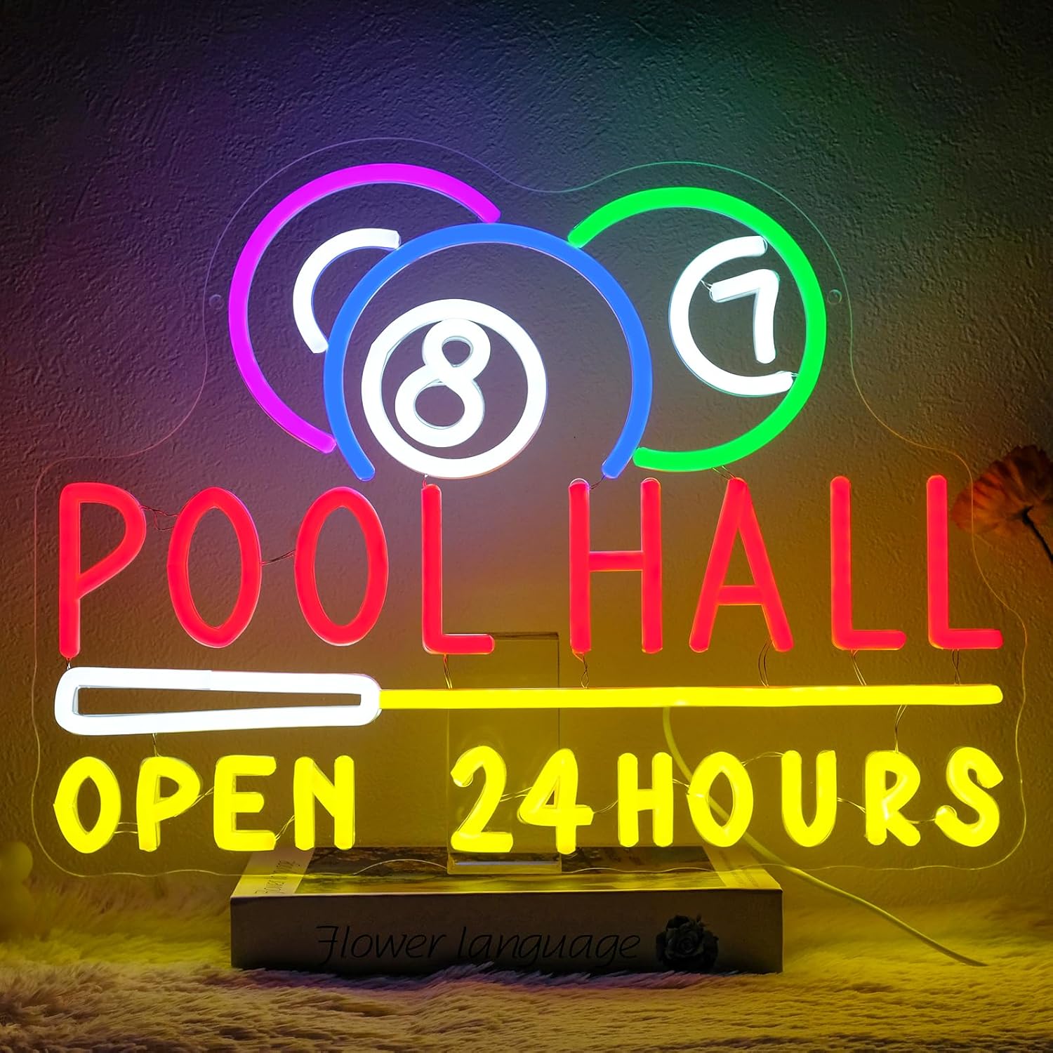 Decor Lighting Opening Hours - Poolzaal Open 24 Uur Neonbord USB-aangedreven