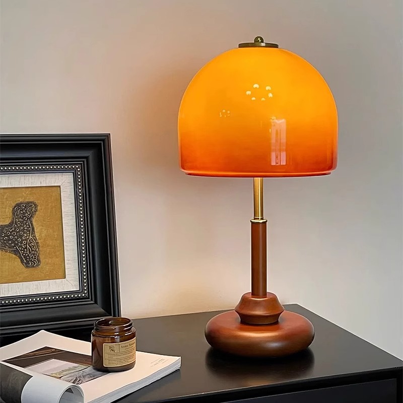 Lighting Home Decor Ideas - Vintage luxe walnootkleurig glas decoratieve bureaulamp