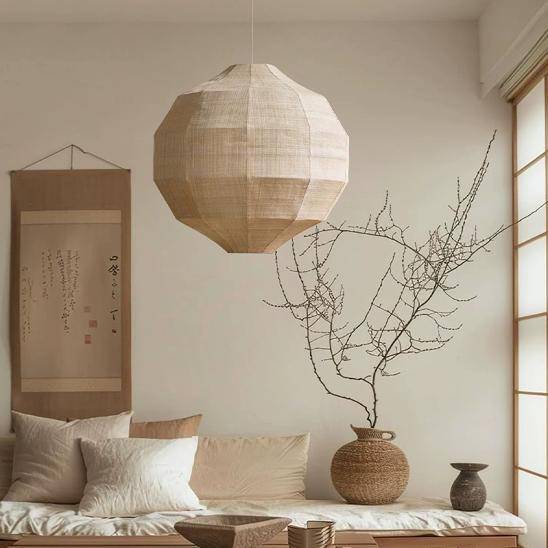 Japanese Lighting Decor - Japanse Wabi Sabi stof E27 hanglamp