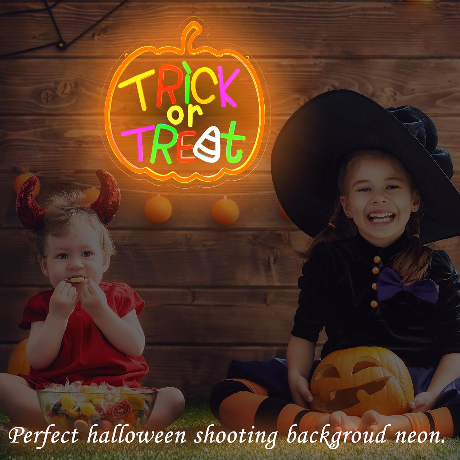 Trick Or Traktatie Neon Bord M - Home Decor Lighting Tricks recensie en prijs