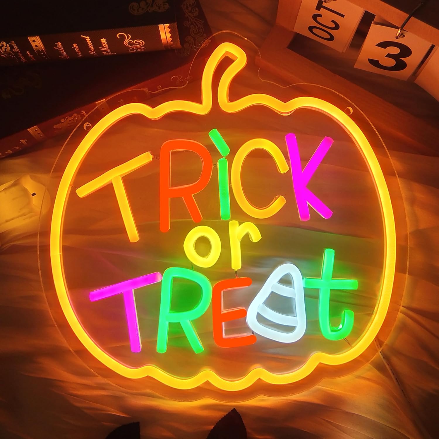 Trick Or Traktatie Neon Bord M - Home Decor Lighting Tricks recensie en prijs