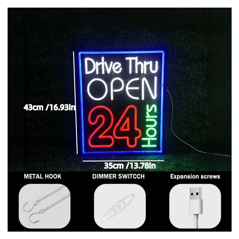 Drive Thru Open 24 uur neonlic - Decor Lighting Opening Hours recensie en prijs