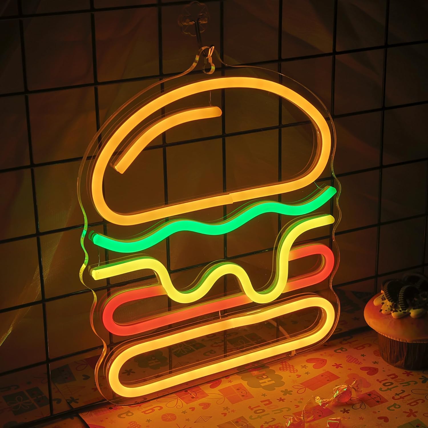 Burger Neon Sign met gelaagde  - Lighting Home Decor Ideas recensie en prijs